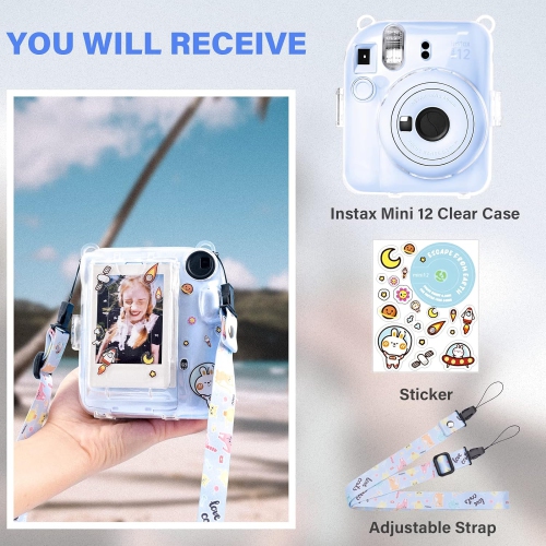 Clear Case for Fuji Instax Mini 12/Polaroid Mini 12, Case for Fujifilm Instax Mini 12 Instant Camera with Back