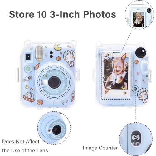Clear Case for Fuji Instax Mini 12/Polaroid Mini 12, Case for Fujifilm Instax Mini 12 Instant Camera with Back