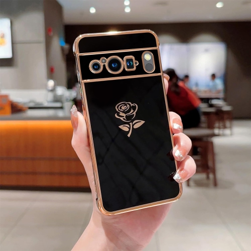 Compatible with Google Pixel 8 Pro Case Cute Rose Flower Phone Case for Women Luxury Plating Full Camera Lens