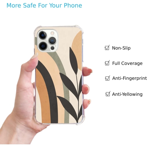 Minimalist Abstract Color Art Plant Case Compatible with iPhone 14 Pro, Aesthetic Boho Rainbow Plant Case