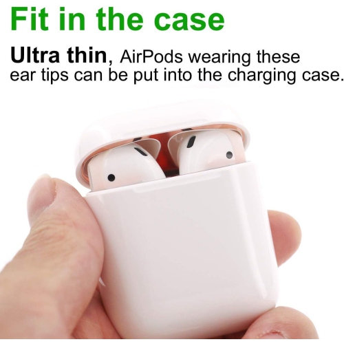 AirPods Ear Tip Fit in Case, Ear Gels Anti-Slip Earuds Cover Silicone Compatible with AirPods 2 & AirPods 1