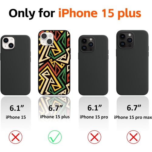 Designed for 15 Plus Case,African Geometric Phone Case for Girl Women Men Soft TPU Shockproof Protective Phone