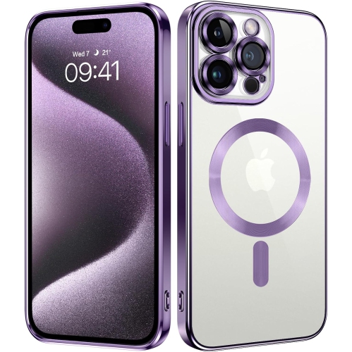 for iPhone 15 Pro Max Case Compatible with MagSafe Clear Transparent iPhone 15 Pro Max Case Plating Edge Slim