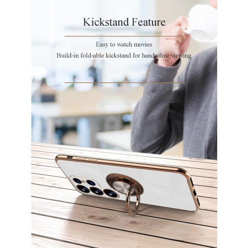 Compatible with Samsung S23 Ultra Case with Ring Holder Magnetic Soft TPU Silicone Phone Case Samsung Galaxy S23 Ultra