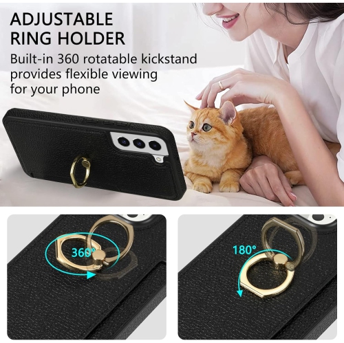 Étui pour téléphone Galaxy S21 plus S21+ 5G de Samsung avec protecteur d'écran en verre trempé et carte à anneau mince