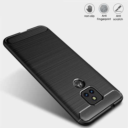 [Fibre de carbone] Étui pour Motorola Moto G Play 2021, durable [absorption des chocs] Slim TPU mat léger Bumper