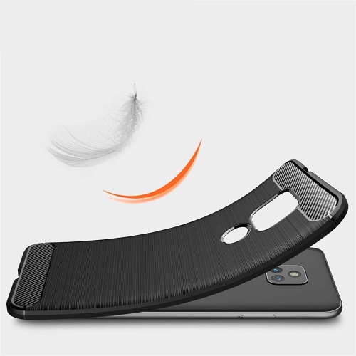 [Fibre de carbone] Étui pour Motorola Moto G Play 2021, durable [absorption des chocs] Slim TPU mat léger Bumper