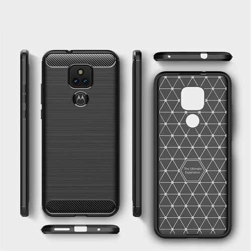 [Fibre de carbone] Étui pour Motorola Moto G Play 2021, durable [absorption des chocs] Slim TPU mat léger Bumper