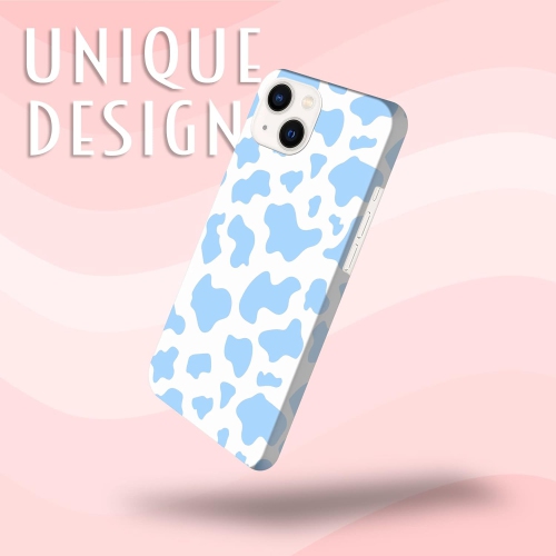 - iPhone 14 Case, iPhone 14 Hard Case [6.1"] - Cow Skin Blue Pattern Design Printed Slim Plastic Hard Snap