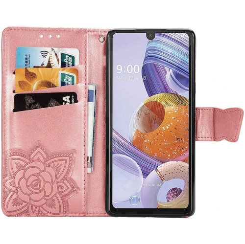Samsung Galaxy A20 Case Bling Diamond Butterfly Embossed Wallet Flip PU Leather Magnetic Card Slots