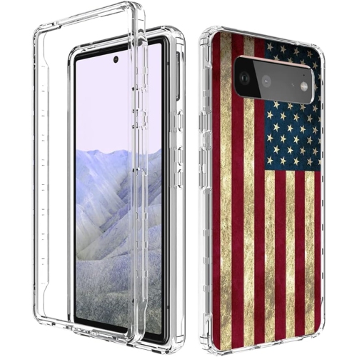 Étui de téléphone pour Pixel 6 Pro, étui pour Pixel 6 XL G8VOU, joli étui protecteur intégral à motif de drapeau transparent