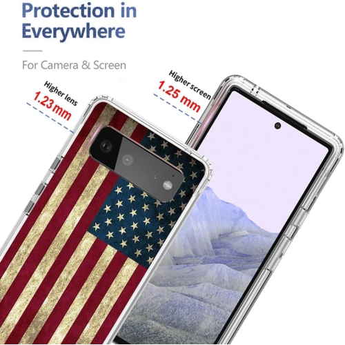 Étui de téléphone pour Pixel 6 Pro, étui pour Pixel 6 XL G8VOU, joli étui protecteur intégral à motif de drapeau transparent