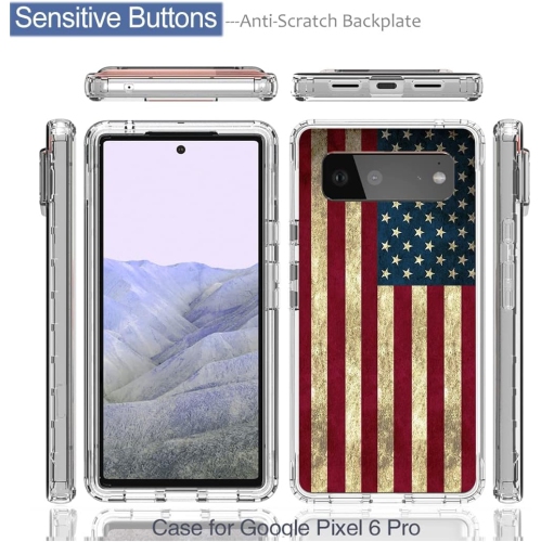 Étui de téléphone pour Pixel 6 Pro, étui pour Pixel 6 XL G8VOU, joli étui protecteur intégral à motif de drapeau transparent
