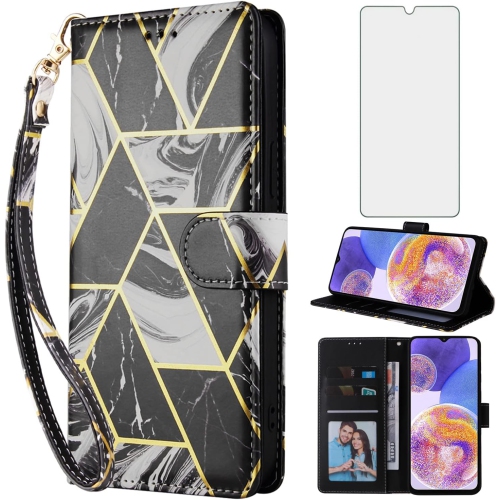 Compatible with Samsung Galaxy A23 5G/4G Wallet Case and Tempered Glass Screen Protector Leather Flip Card