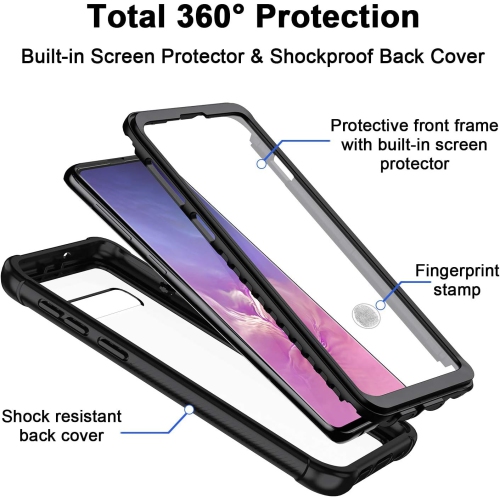 Samsung S10 Case, [Built-in Screen Protector] Shockproof S10 Phone Case Clear Bumper Protective Cover