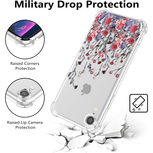 Flower Case for iPhone XR 6.1-inch,Clear Floral Case Slim Cute Cover for Girls Women,Transparent Soft TPU
