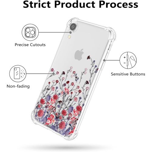 Flower Case for iPhone XR 6.1-inch,Clear Floral Case Slim Cute Cover for Girls Women,Transparent Soft TPU