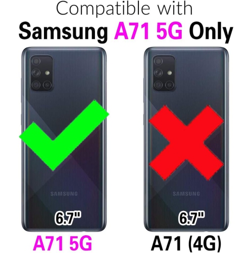 Phone Case for Samsung Galaxy A71 5G Wallet Cover with Tempered Glass Screen Protector and RFID Blocking Ring