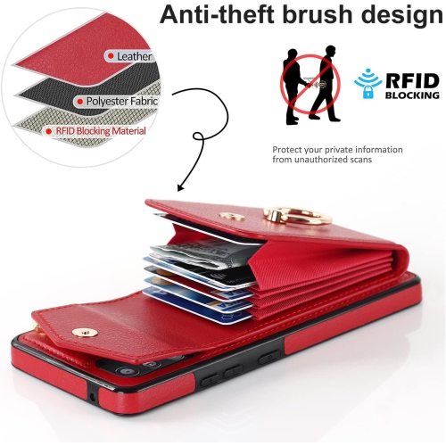 Phone Case for Samsung Galaxy A71 5G Wallet Cover with Tempered Glass Screen Protector and RFID Blocking Ring