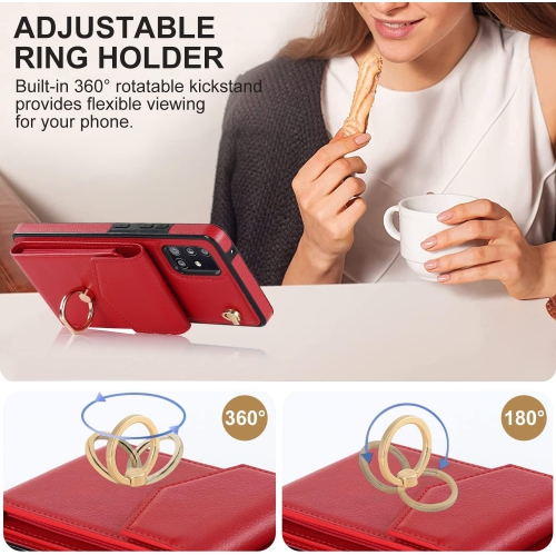 Phone Case for Samsung Galaxy A71 5G Wallet Cover with Tempered Glass Screen Protector and RFID Blocking Ring