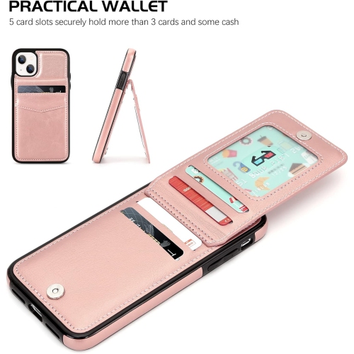 Étui-portefeuille 13 de iPhone avec fentes pour cartes; béquille en cuir de polyuréthane; verrou magnétique; léger et durable; antichoc