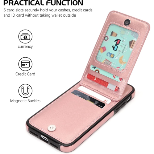 Étui-portefeuille 13 de iPhone avec fentes pour cartes; béquille en cuir de polyuréthane; verrou magnétique; léger et durable; antichoc