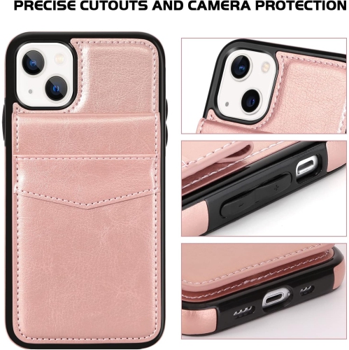 Étui-portefeuille 13 de iPhone avec fentes pour cartes; béquille en cuir de polyuréthane; verrou magnétique; léger et durable; antichoc