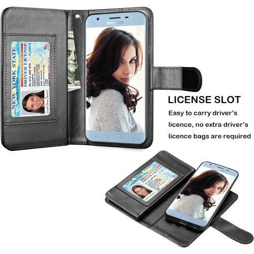 Wallet Case for Galaxy J3 2018/Eclipse 2/J3 Orbit/J3 Achieve/Express Prim 3/Amp Prim 3/J3 Aura/Sol 3/J3 V 3rd/J3