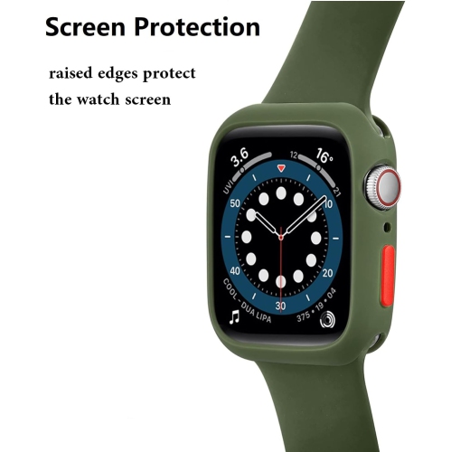 Protecteur antichoc en TPUR ultra mince pour Apple Watch Series 9/8/7, 41&nbsp;mm vert olive
