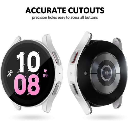 2 Pack Compatible for Samsung Galaxy Watch 5 44mm Case for Samsung Galaxy Watch 4 44mm Case, Hard PC Bumper Watch Case