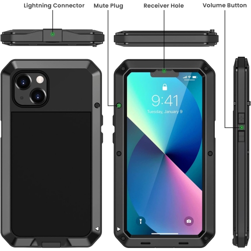 Étui iPhone 13, robuste, antichoc [Tough Armor] en métal avec protecteur d'écran intégré, boîtier complet 360