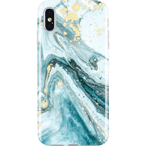UNKNOWN  Compatible Iphone X Iphone Xs Case Gold Sparkle Glitter Marble Slim Shockproof Flexible Bumper Tpu Soft In Blue