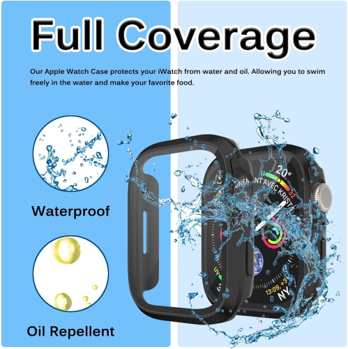 Compatible with Apple Watch Series 8/7 45mm Case with Screen Protector|Anti-Scratch Ultra-Thin Tempered Glass