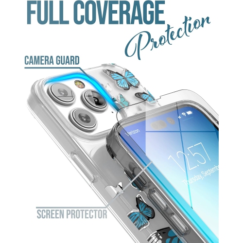 Finger Loop Case Designed for iPhone 14 PRO Case for Women with Hand Strap - Blue