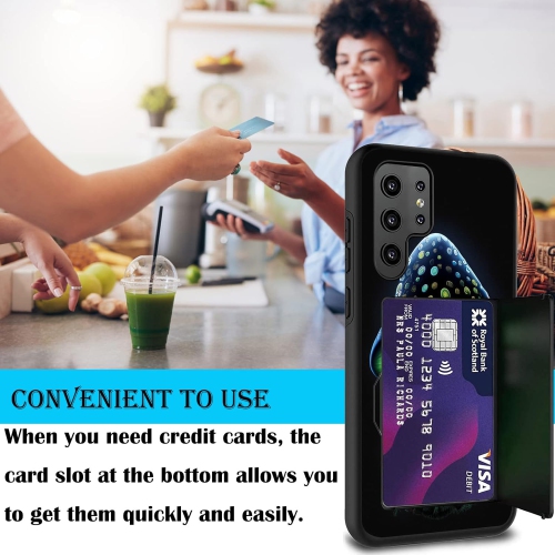 Designed for Galaxy S23 Ultra Card Holder Credit Card Wallets Case,Dual Layer Hybrid Shockproof Drop