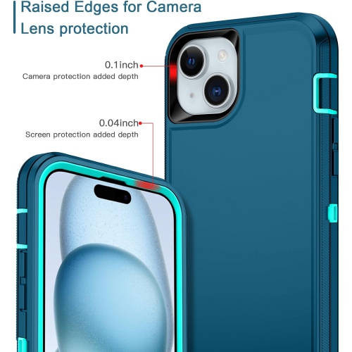 for iPhone 15 Plus Case Shockproof Dust/Drop Proof 3-Layer Full Body Protection [Without Screen Protector]
