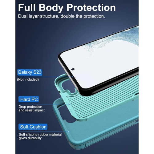 for Samsung Galaxy S23 Case, with Dust-Proof Port Cover, Full Body Protection Rubber Cover Phone Case