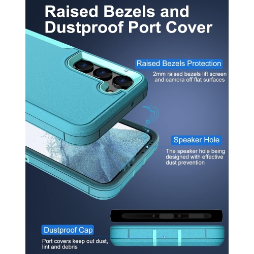 for Samsung Galaxy S23 Case, with Dust-Proof Port Cover, Full Body Protection Rubber Cover Phone Case