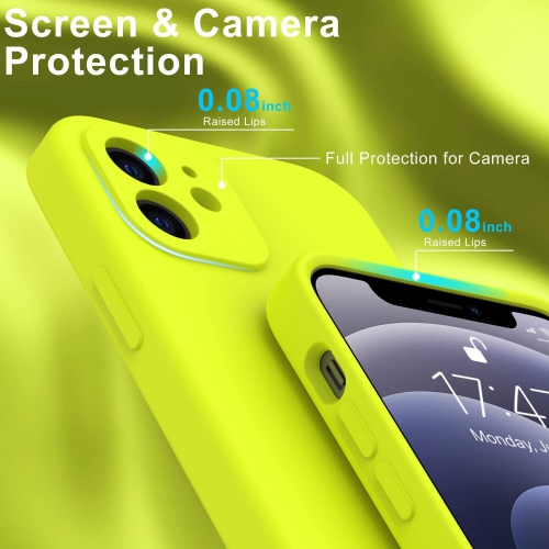 Étui iPhone 12 avec protecteur d'écran, couvercle amélioré pour appareil photo, gel de silicone souple testé contre les chutes 16&nbsp;pi