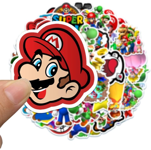 50PCS Super Mario Stickers for Laptop Water Bottle Computer Mac Pad Phone Case Hydro Flask Bumper Skateboard Luggage