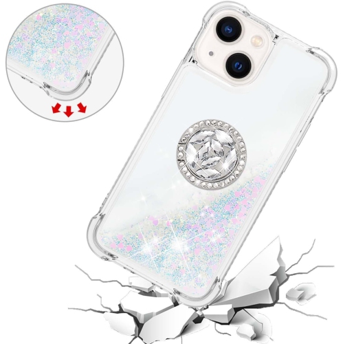 for Apple iPhone 15 Plus Luxury Glitter Case for Women Girls, Sparkle Flowing Clear Quicksand Soft TPU Liquid