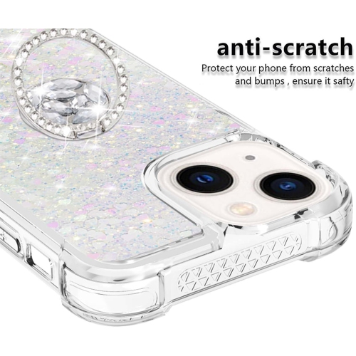 for Apple iPhone 15 Plus Luxury Glitter Case for Women Girls, Sparkle Flowing Clear Quicksand Soft TPU Liquid