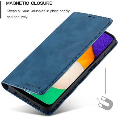 Étui pour Galaxy A14 5G de Samsung, étui en polyuréthane de qualité supérieure pare-chocs en TPUR avec béquille pour porte-carte, magnétique dissimulé