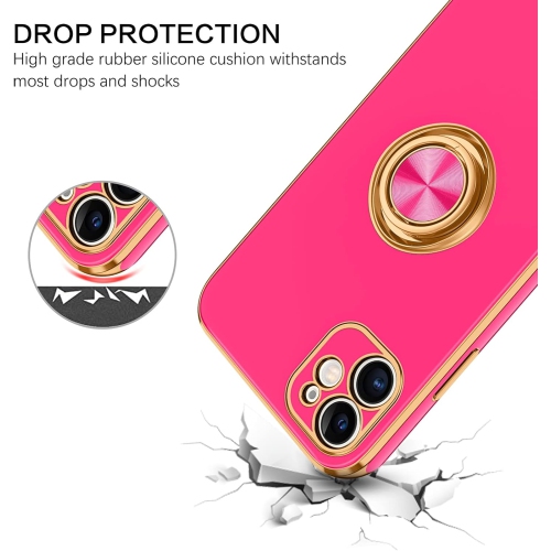Case iPhone 11, iPhone 11 Case Ring Holder Edge Plating Rotation Kickstand Soft Silicone TPU Bumper Women