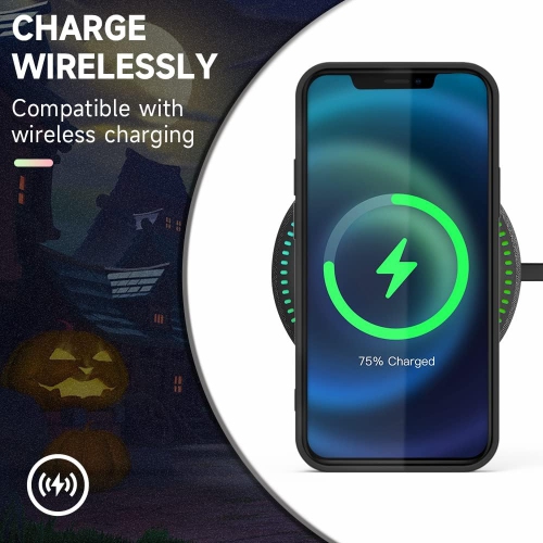 Pour iPhone 13 Halloween Case Pumpkin Bats, cute Design Kids Black Case antichoc Soft Skull Nuts