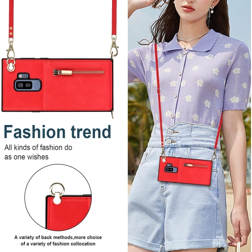 Étui portefeuille à bandoulière pour Samsung Galaxy S9 plus avec porte-carte, rabat amovible en cuir de polyuréthane