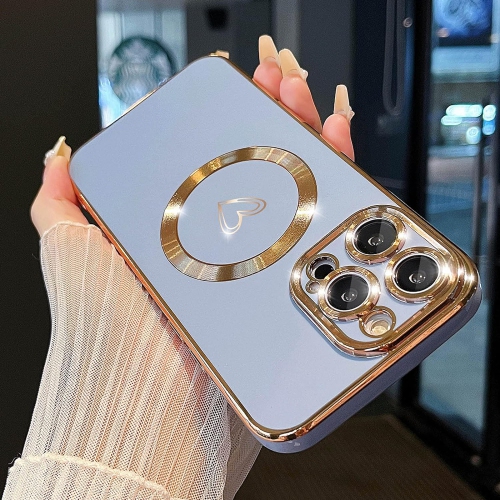 Magnetic case for iPhone 13 Pro Max Case for Women, Cute Gold Love Heart Soft MagSafe Case, Raised Full Camera