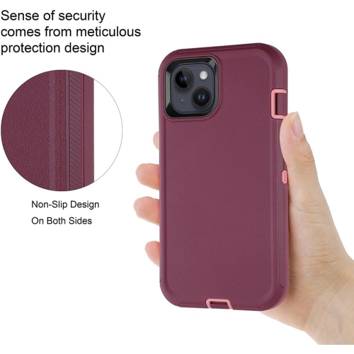 iPhone – Étui 15, 3 couches pour 15, étui antichoc robuste et résistant aux chutes avec cadre avant rigide,