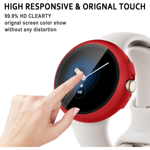 Paquet de 3 étuis pour Pixel Watch de Google, pare-chocs résistant aux rayures avec protecteur d'écran en verre trempé