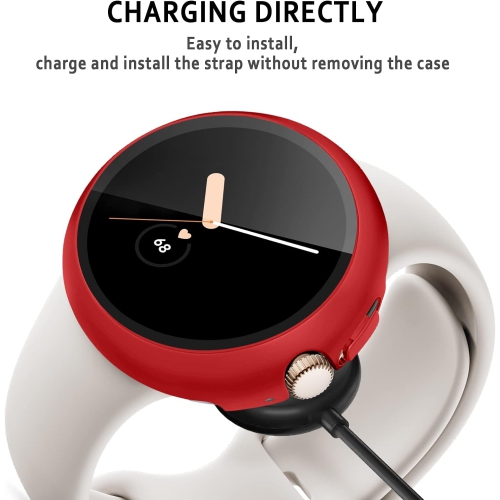 Paquet de 3 étuis pour Pixel Watch de Google, pare-chocs résistant aux rayures avec protecteur d'écran en verre trempé